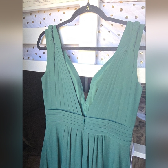 Azazie Green Pleated Maxi Sundress for Wedding Guest - Picture 9 of 9